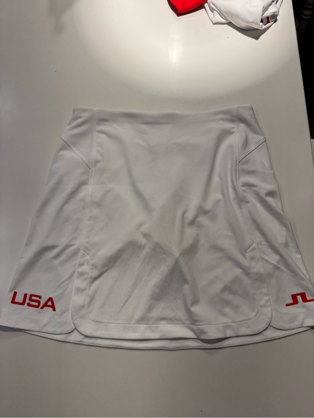White Golf Skort with Red USA Accent